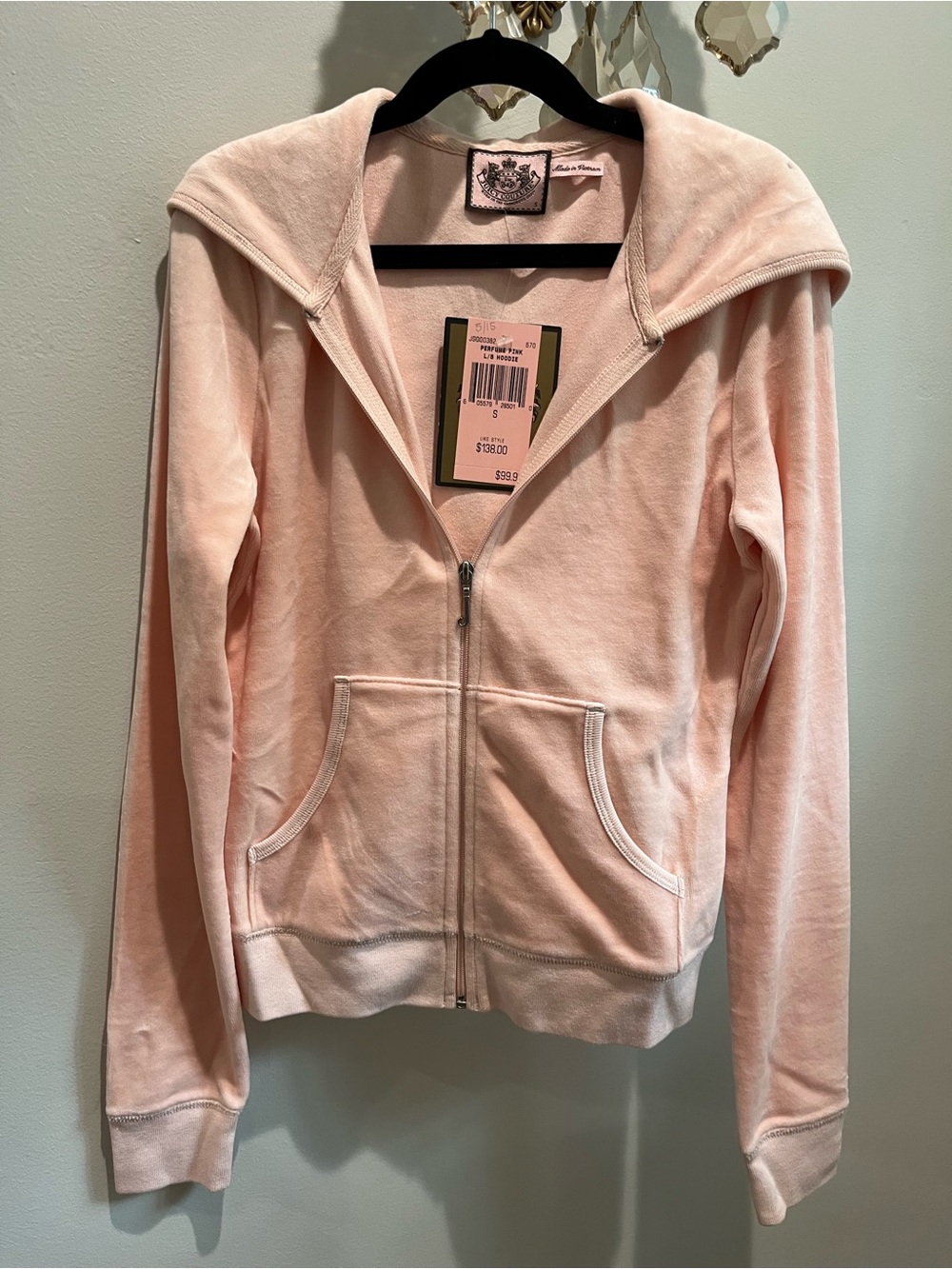 New Women juicy couture Hoodie With Hat Light Pink Size Small